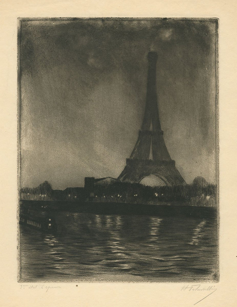 mainHenri Delavallee - La Tour Eiffel la Nuit - Seine River - Bateau-Mouche