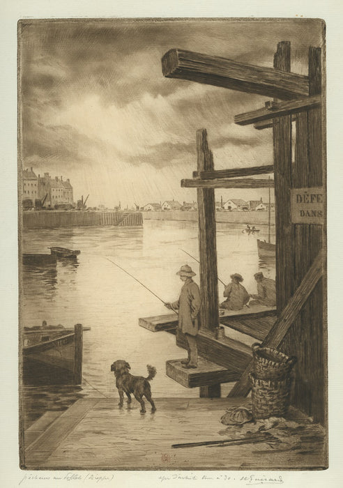 Henri Guerard - Fishing on the Scaffolding in the Harbor - Dieppe - main 