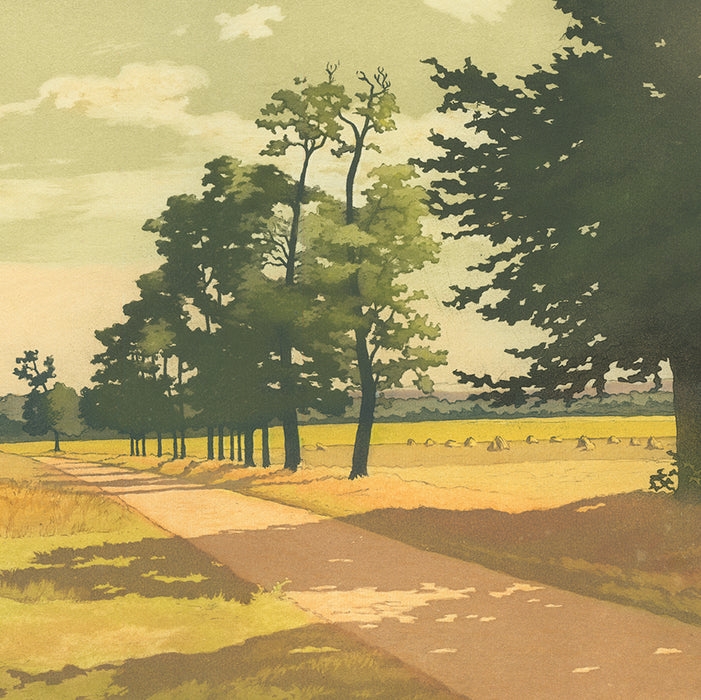Color aquatint - by MEUNIER, Henri - titled: The Old Road