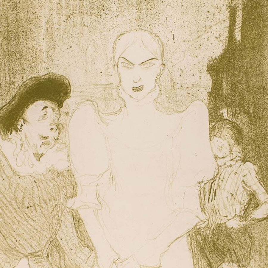 Henri de TOULOUSE-LAUTREC - At the Opera, Mrs. Caron in Faust - A l’Opéra: Madame Caron dans Faust - Lithograph printed in olive-green ink - detail