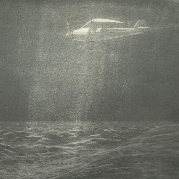 Henry Ziegler - Night Flight - aquatint burnisher mezzotint effect - early aviation - detail