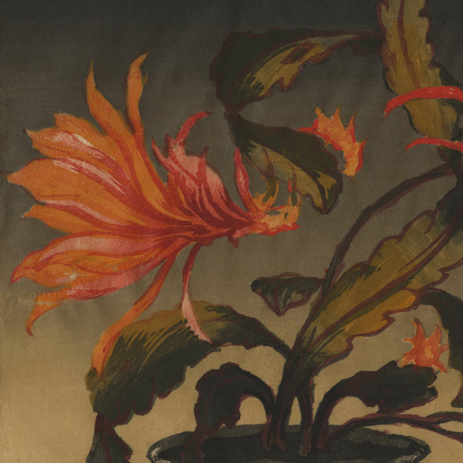 Hugo Noske - Easter Cactus by the Sea - Color woodcut  - detail