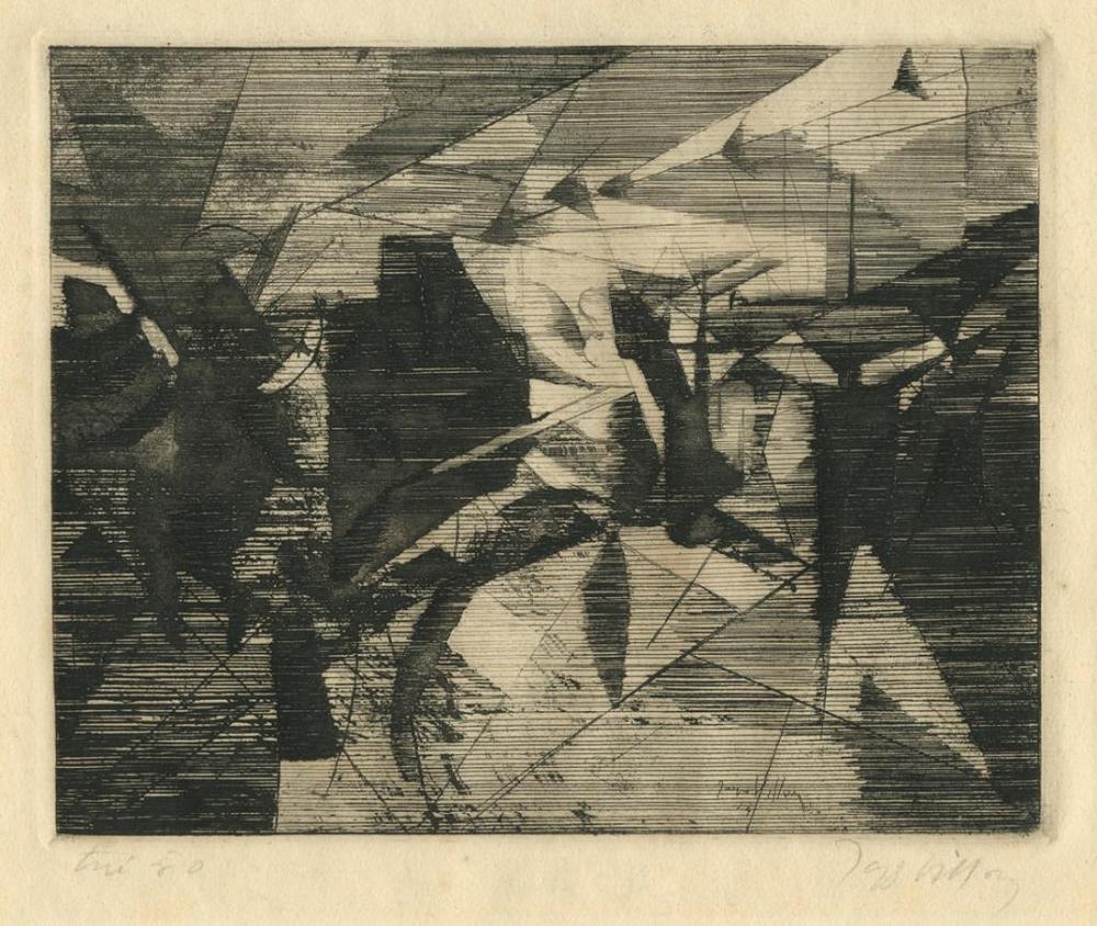 Ginestet & Pouillon E 289 - Jacque Villon - Le Petit Atelier de Mecanique - etching intaglio drypoint- mechanical - cubism
