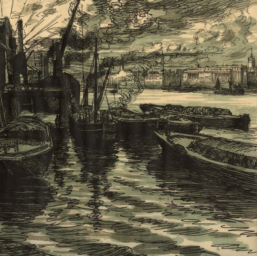Jacques BELTRAND - La Tamise à Londres - The Thames in London - detail