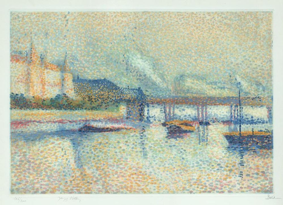 Jacques Villon - Londres - London, after Maximilien Luce - color aquatint - Ginestet & Pouillon E663 - Thames - etching