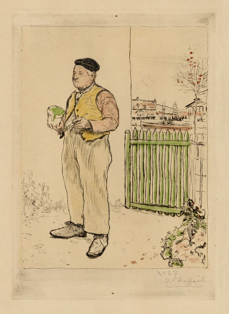 Jean-Francois Raffaelli - Le Bonhomme Venant de Peindre sa Barriere - Green Fence - typical French man with beret