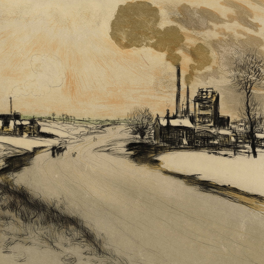 Jean François RAFFAELLI- Factories in the Snow -  Les Usines sous la Neige - detail, 1909