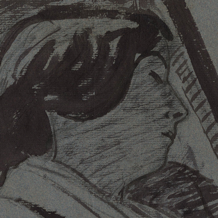 Jean PUY - Femme Endormie - Sleeping Woman - Ink wash drawing - detail