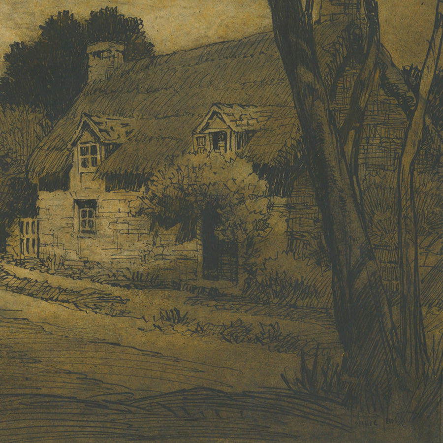 Jules André SMITH (1880-1959) Old World Country Cottages Pen and ink wash on wove paper, circa 1905-10.