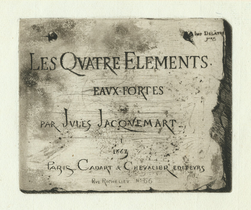 Etching - by JACQUEMART, Jules - titled: Les Quatre Elements