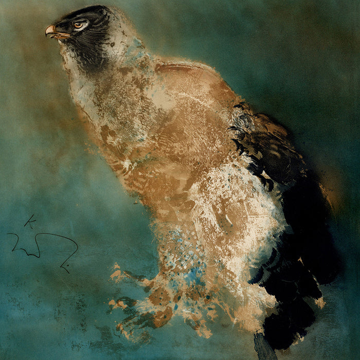 Kaiko Moti - Aiglon - Eaglet - eagle chick - aigle - color viscosity - atelier 17 - simultaneous color printing - detail