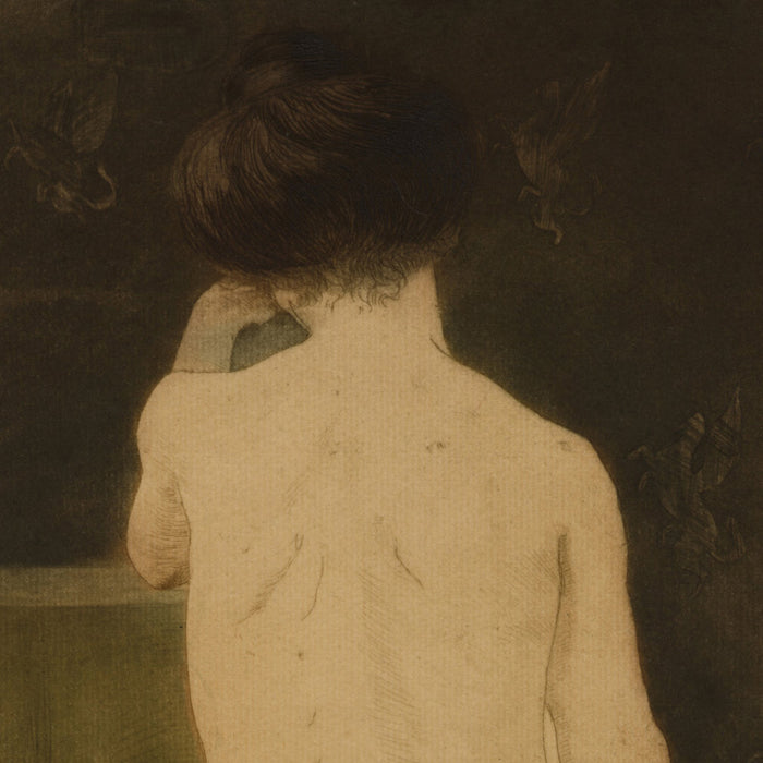 Louis McCLELLAN POTTER Nude with the Pegasus Wallpaper Color aquatint and etching on  laid paper circa 1895 detail