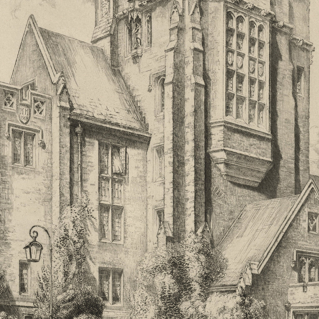 Louis Orr - Princeton University Henry Hall - etching - architecture New Jersey