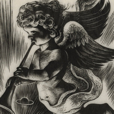 Lynd Ward - Herald Angel sounds the trumpet - wood engraving - detail