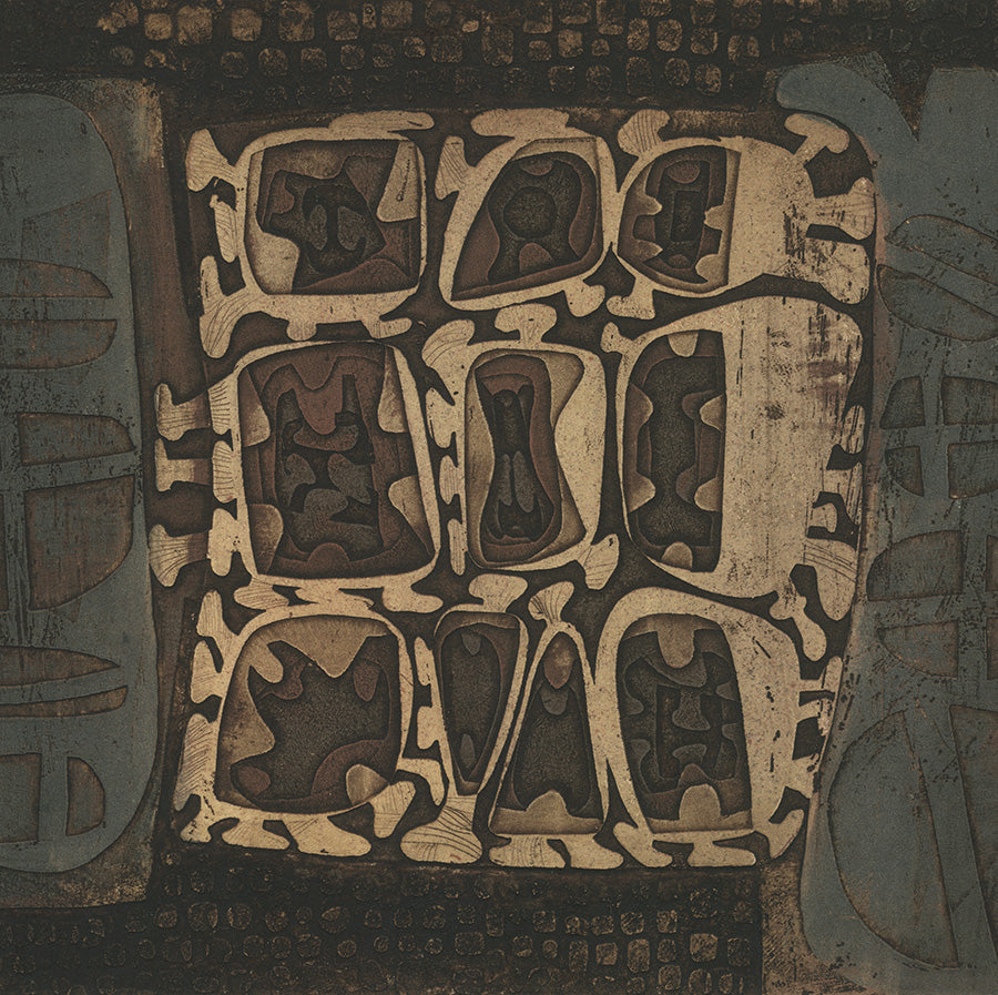 Masao Yoshida - Abstraction in Brown - title unknown - Paris - Atelier 17 - 1963 - color aquatint - detail