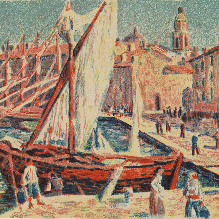 Maximilien Luce - Saint-Tropez - color lithograph - Gustave Pellet - 1897 - detail