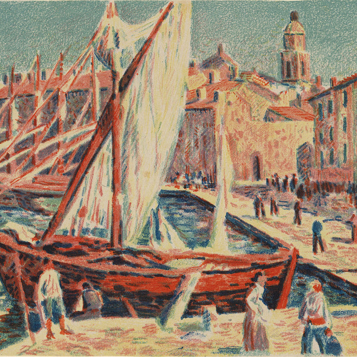 Maximilien Luce - Saint-Tropez - color lithograph - Gustave Pellet - 1897 - detail