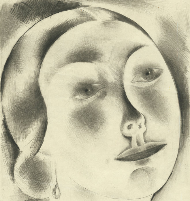 Michel Fingesten - Woman's Head - drypoint - detail