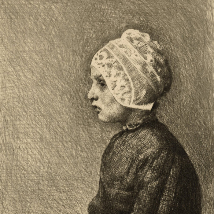 Drypoint - by MENPES, Mortimer - titled: The Farmer’s Daughter
