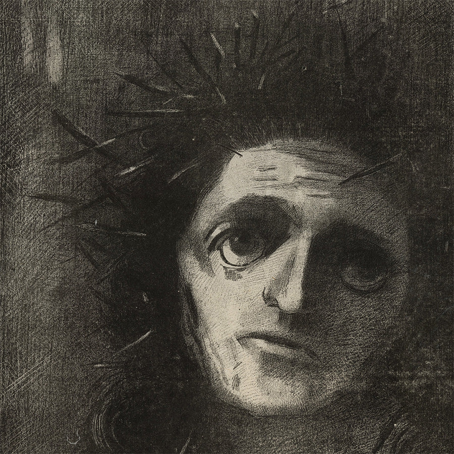 Odilon Redon - Christ - Christ with the Crown of Thorns - lithograph lithographie - Mellerio 71 - detail
