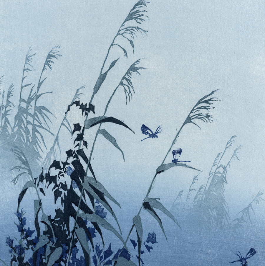 Oscar Droege - Grasses and Wildflowers in the Morning Haze - color woodcut -detail