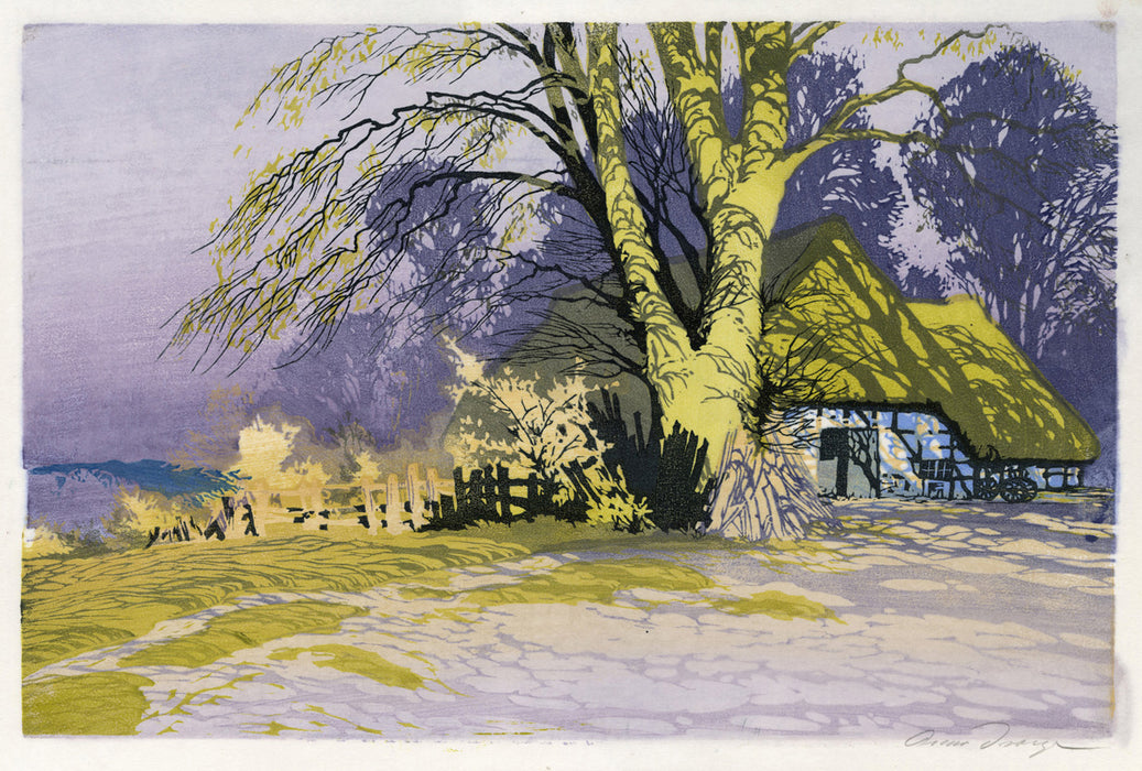 Oscar Droege - Thatched Roof in the Shade of Trees - main 