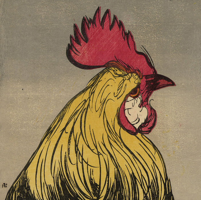 Prosper Alphonse Isaac - Tete de Coq - manner of Japanese woodblock print - bois en couleurs - detail