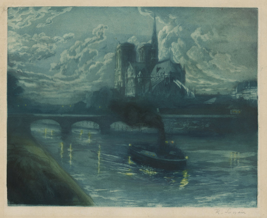 Rene Lorrain - Steamboat on the Seine, Pont de l’Archevêché, and Notre-Dame de Paris - main 