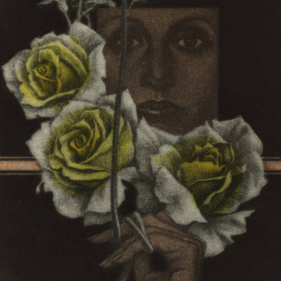 Rico ARAI - Beauty with Roses and Vine - signed mezzotint 