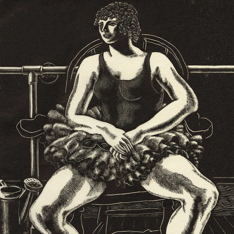 Salvatore Pinto - Ballerina - dancer seated - wood engraving - detail