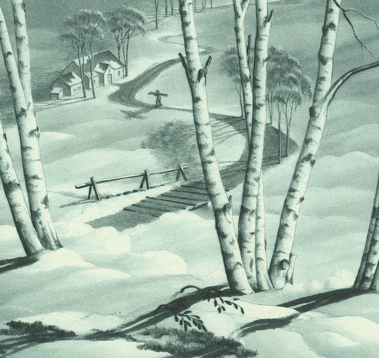 Samuel L. Margolies - Lengthening Shadows - snow scene - lithograph