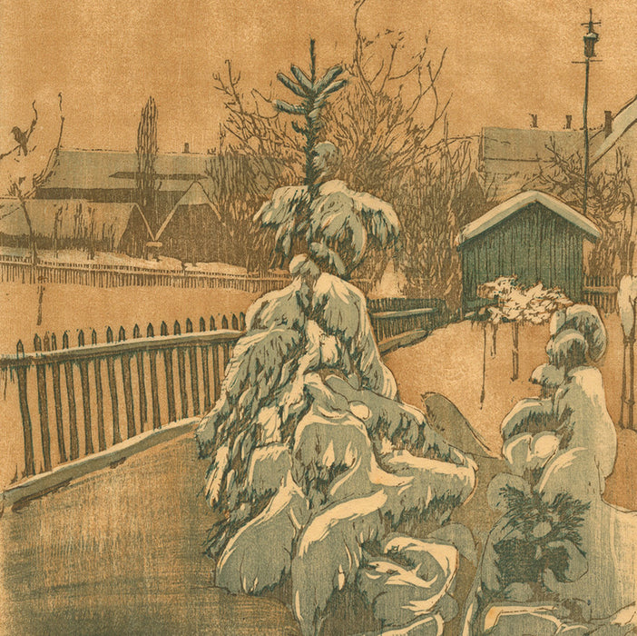 Siegfried Berndt - Der Verschneiter Garten - The Snow Garden - 1909 - color woodcut