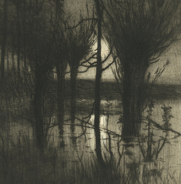 Etching - by EAST, Sir Alfred - titled: Rising Moon