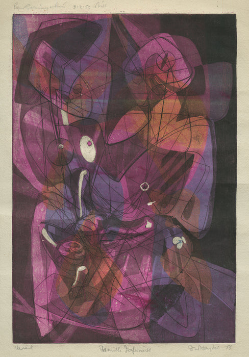 Stanly William Hayter - Bill Hayter - Famille Japonaise - Family - Atelier 17 - color viscosity print intaglio