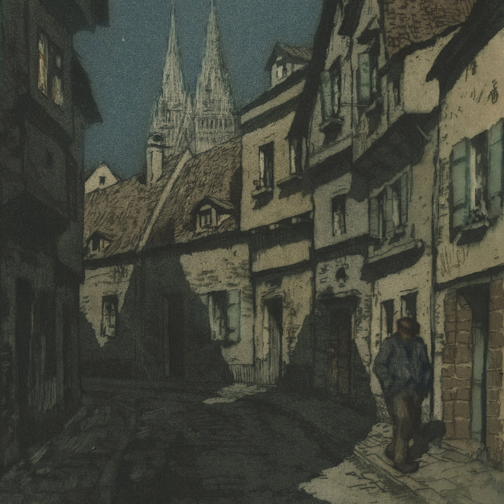 Tavik Frantisek SIMON - Nocturne in Quimper, Brittany - Aquatint and soft-ground etching - detail