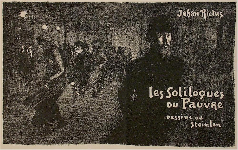 Theophile Alexandre STEINLEN - Les Soliloques du Pauvre - lithograph - frontispiece -People walking in the streets