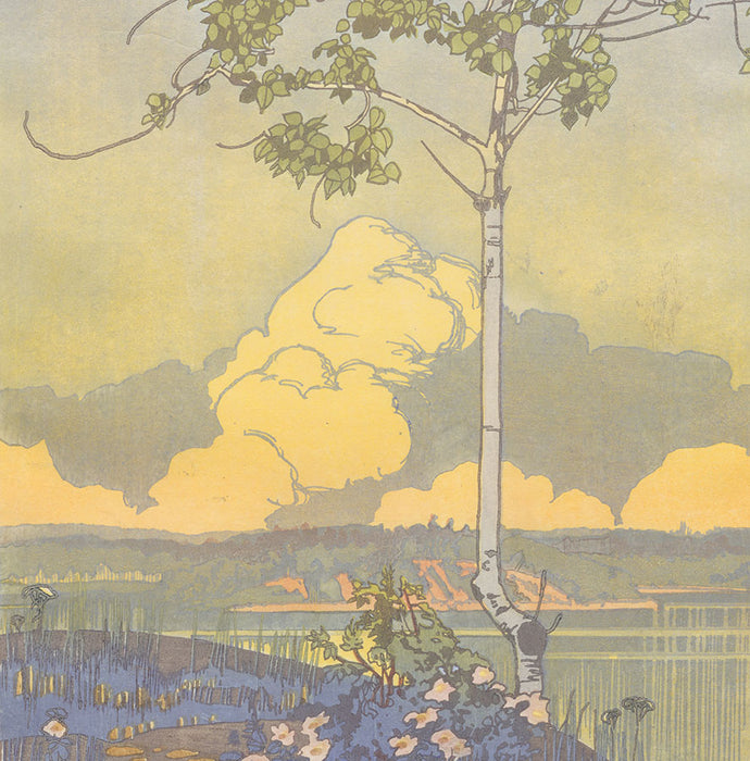 Walter J. Phillips - Norman Bay - color woodcut - mokuhanga - Japanese water based - Ukiyo-E - Canadian Art - detail