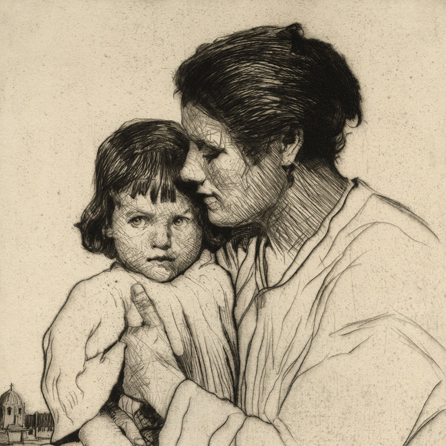William Lee-Hankey - Nachante - mother and daughter - drypoint - detail