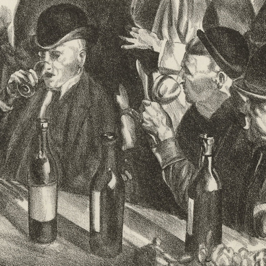 William S GISCH - In a French Cafe - Lithograph on wove paper - 1930 - detail