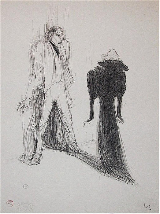 Lithograph - by TOULOUSE-LAUTREC, Henri de - titled: Lugne-Poe et Bady, dans Au-dessus des Forces Humanines