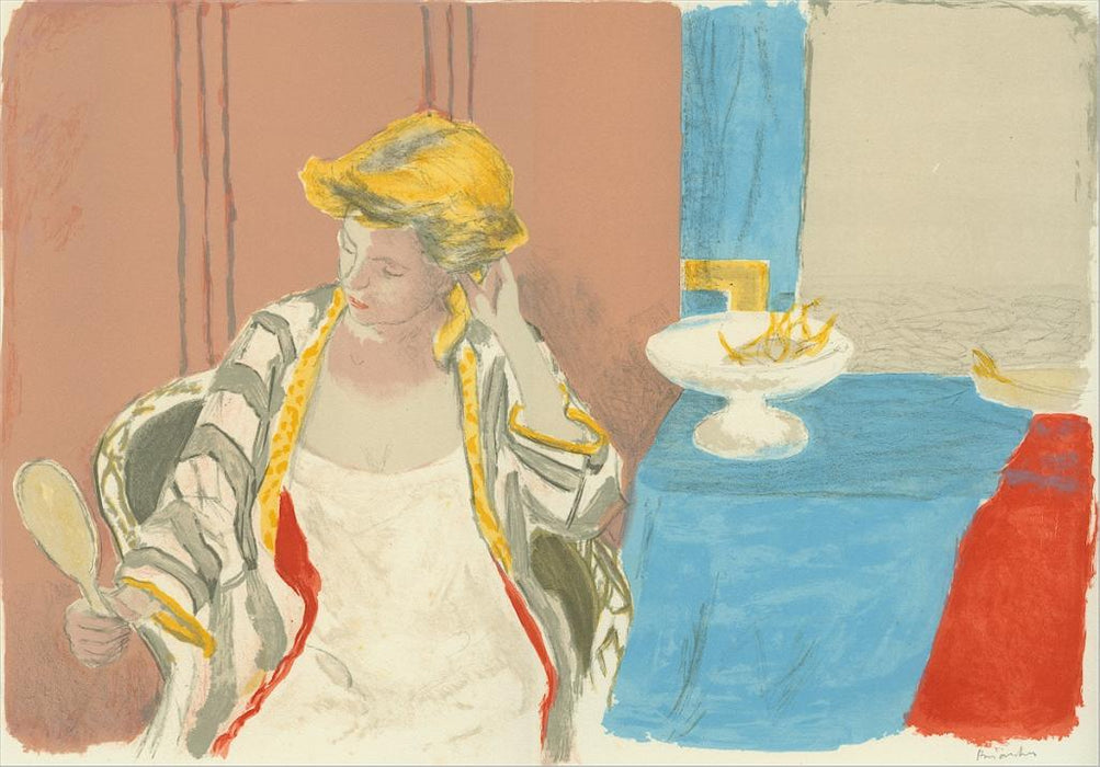 Color lithograph - by BRIANCHON, Maurice - titled: Femme a sa Toilette