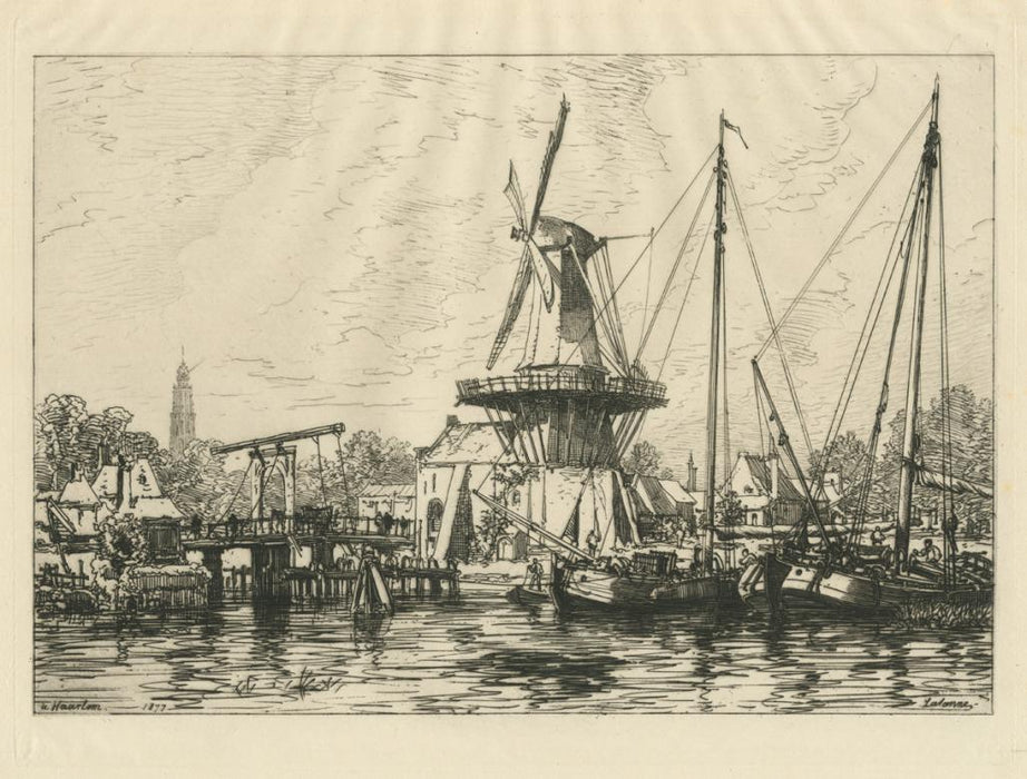 Etching - by LALANNE, Maxime - titled: A Haarlem (Hollande)