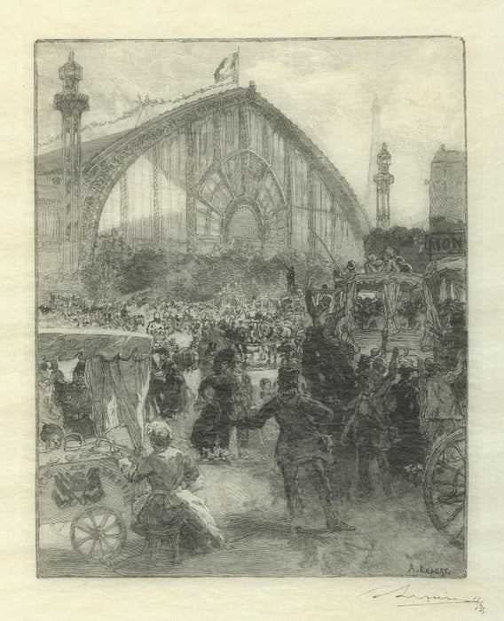wood engraving by Auguste Lepere - universal exposition - detail