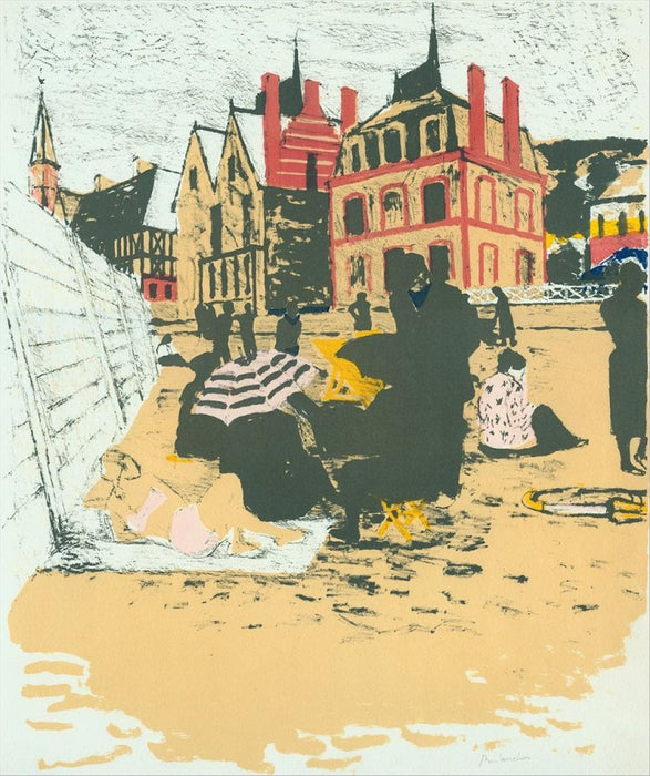 Color lithograph - by BRIANCHON, Maurice - titled: La Plage
