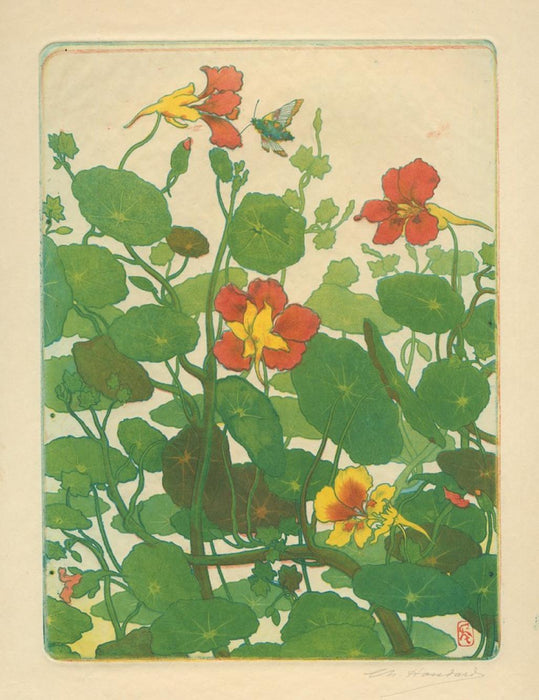 Color etching and aquatint - by HOUDARD, Charles - titled: Capucines
