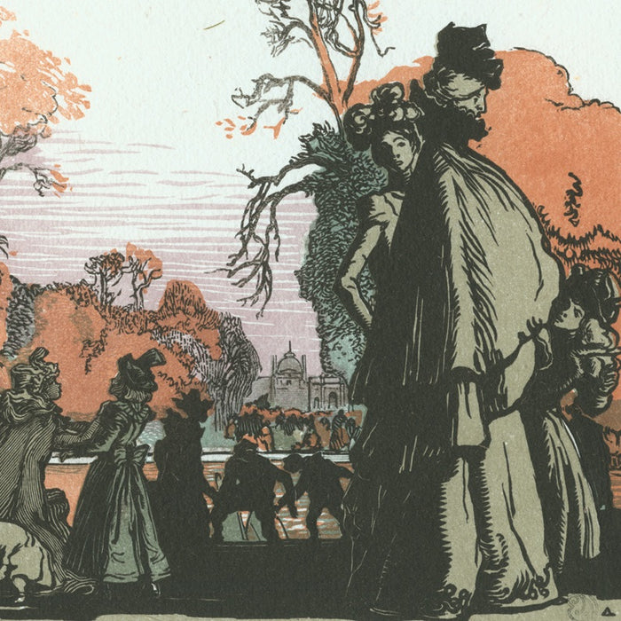 Color woodcut - by LEPERE, Auguste - titled: The Tuilleries Pond
