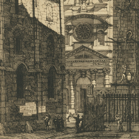 Etching and drypoint - by MERYON, Charles - titled: Saint-Etienne-du-Mont
