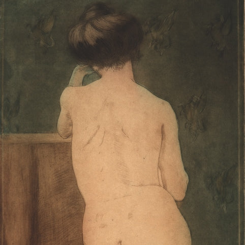 Color aquatint and etching - by McCLELLAN POTTER, Louis - titled: Nude with the Pegasus Wallpaper